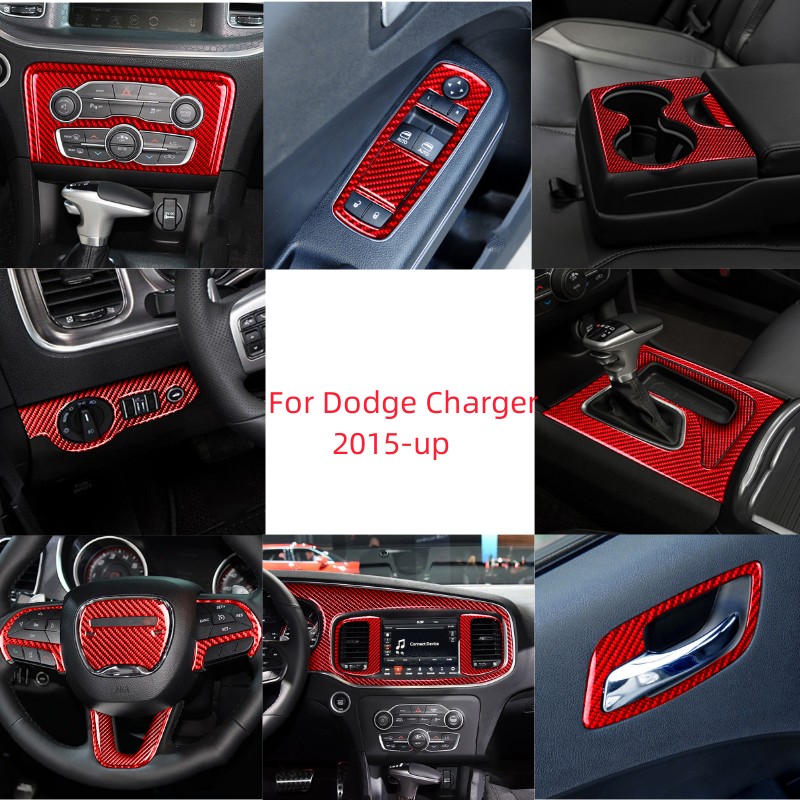 Interior Detailing Kit - Stiker Merah Serat Karbon Panel Tempat